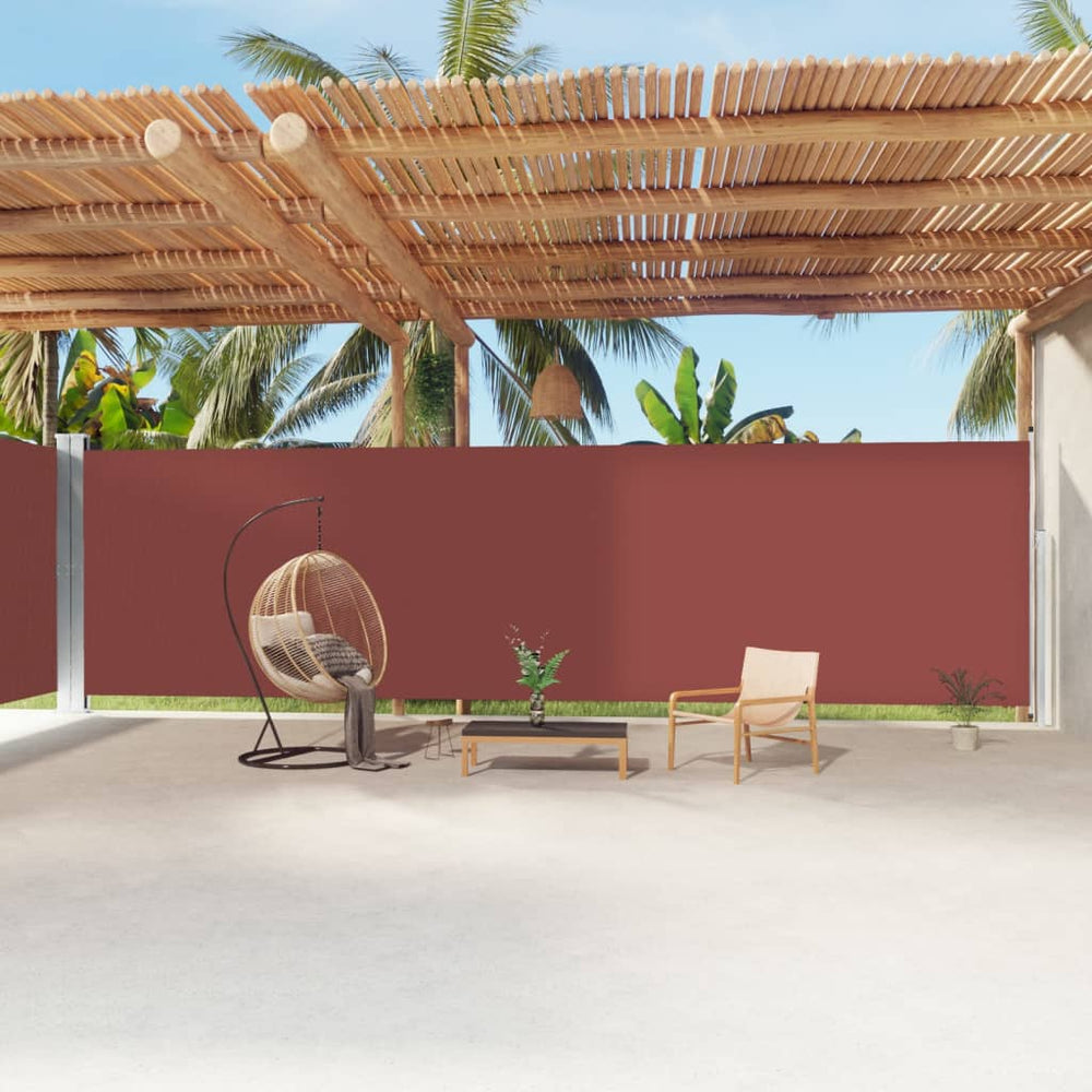 vidaXL Side Awning Retractable Brown 220x1200 cm