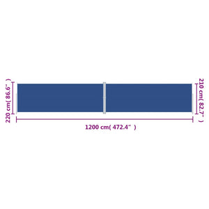 vidaXL Retractable Side Awning Blue 220x1200 cm