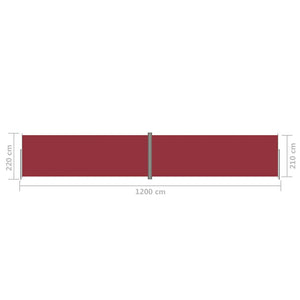 vidaXL Retractable Side Awning Red 220x1200 cm