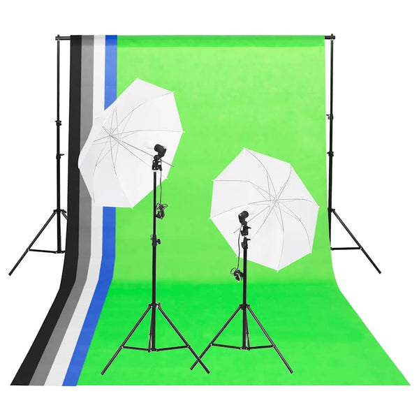 vidaXL Photo Studio Lighting Kit with Backdrops & Umbrellas
