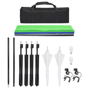 vidaXL Photo Studio Lighting Kit with Backdrops & Umbrellas