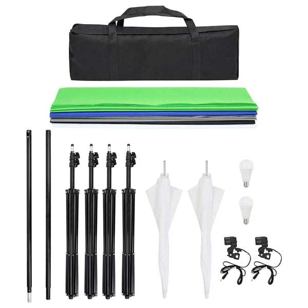 vidaXL Photo Studio Lighting Kit with Backdrops & Umbrellas
