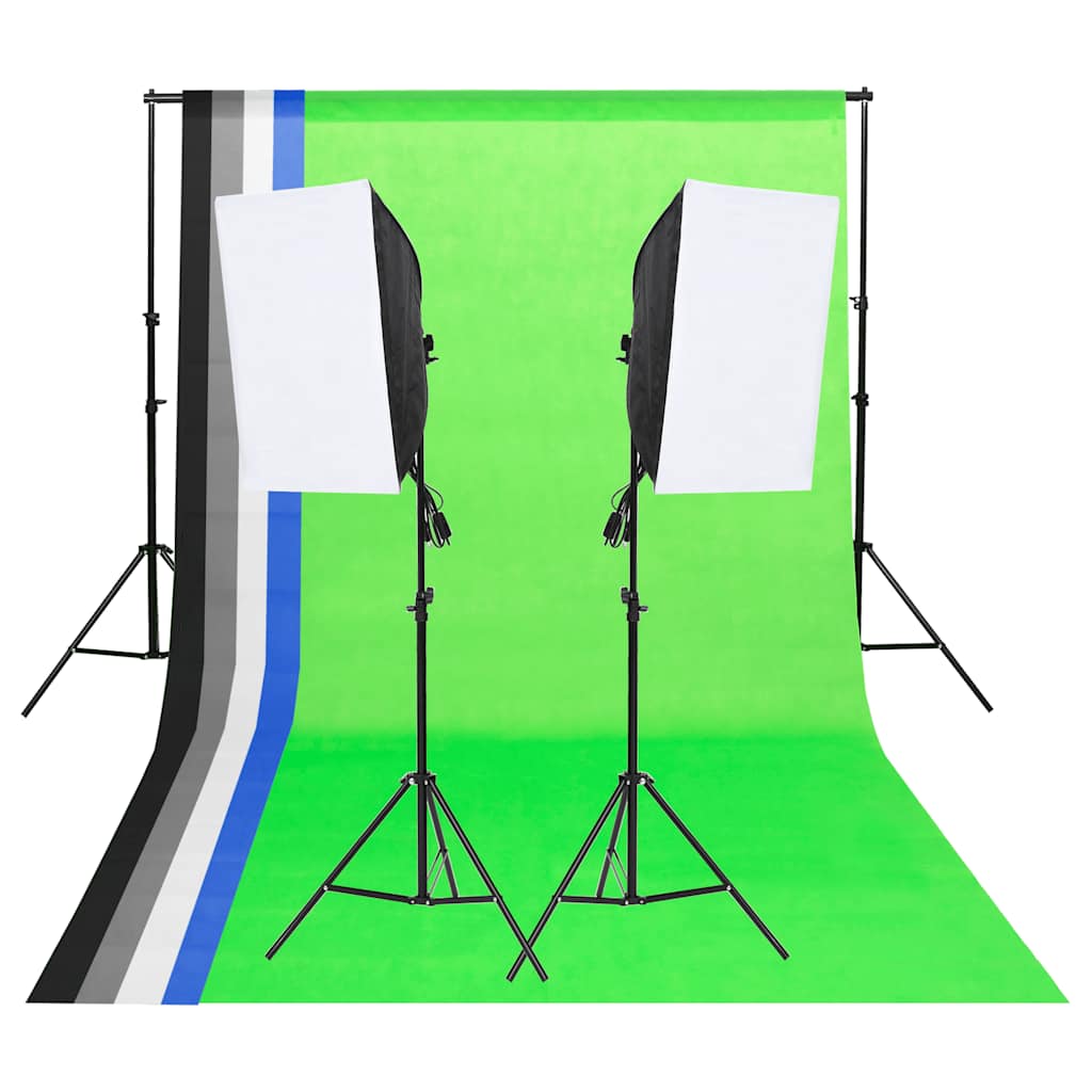 vidaXL Photo Studio Lighting Kit with Backdrops and Softboxes