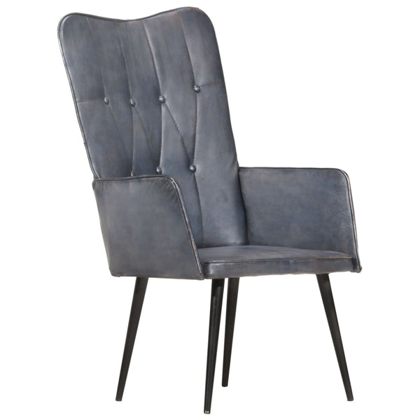 vidaXL Wingback Chair Gray Genuine Leather