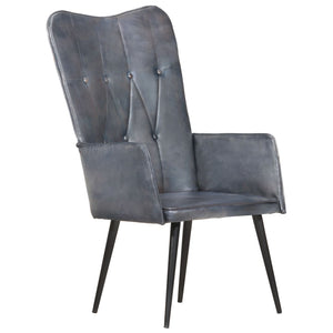 vidaXL Wingback Chair Gray Genuine Leather