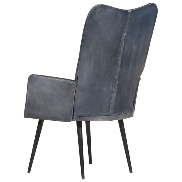 vidaXL Wingback Chair Gray Genuine Leather