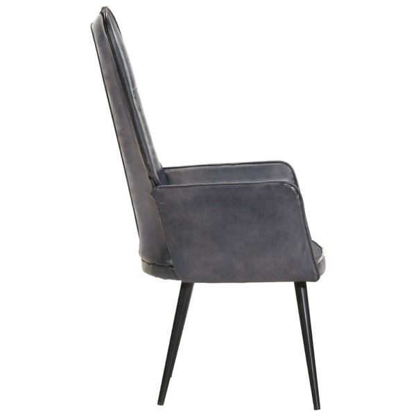 vidaXL Wingback Chair Gray Genuine Leather