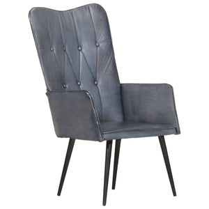 vidaXL Wingback Chair Gray Genuine Leather