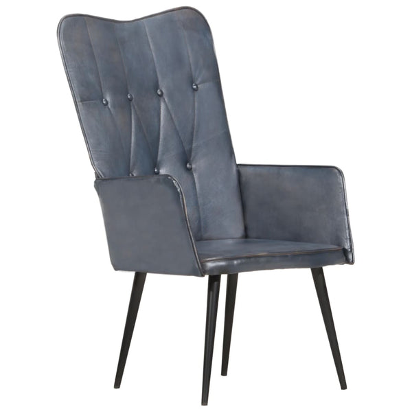 vidaXL Wingback Chair Gray Genuine Leather