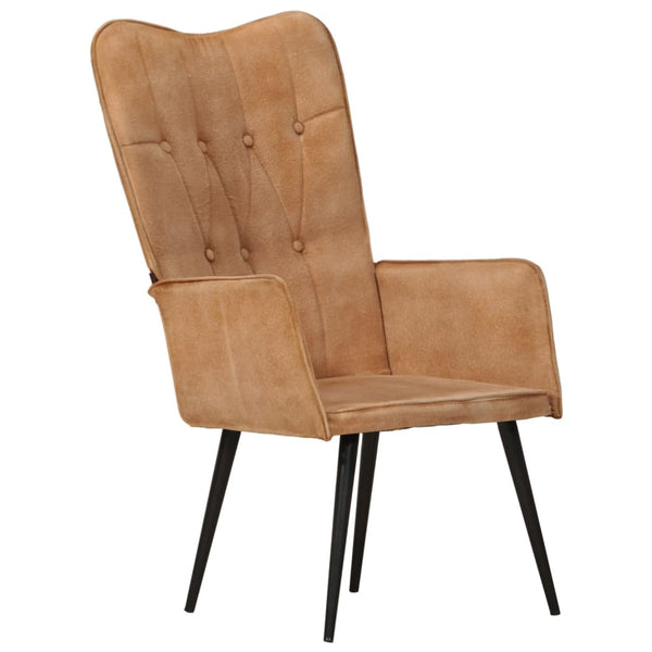 vidaXL Wingback Chair Brown Canvas