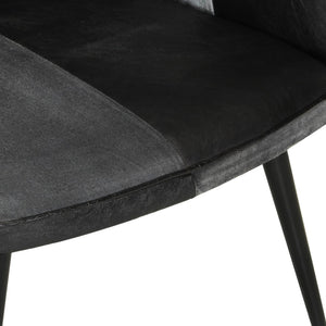 vidaXL Wing Chair Black and Grey Real Leather