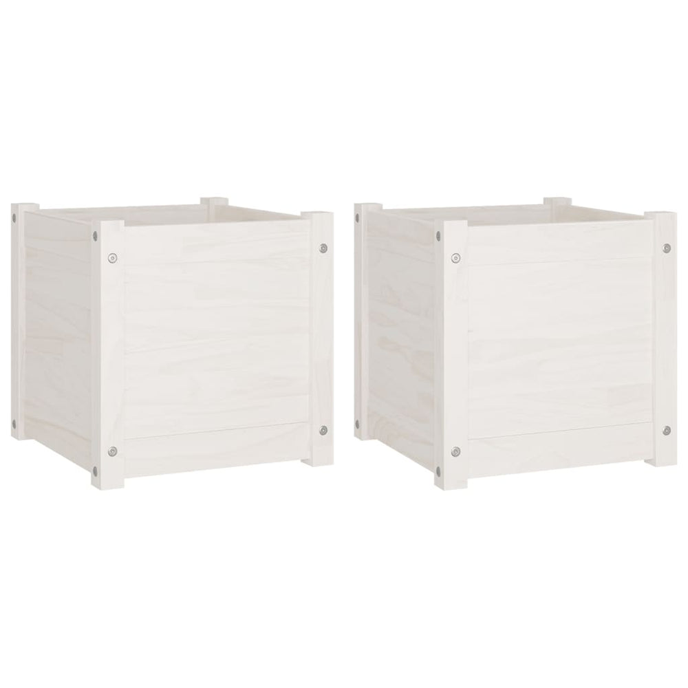 Pflanzkübel 2er Set Weiß 40x40 cm Kiefernholz