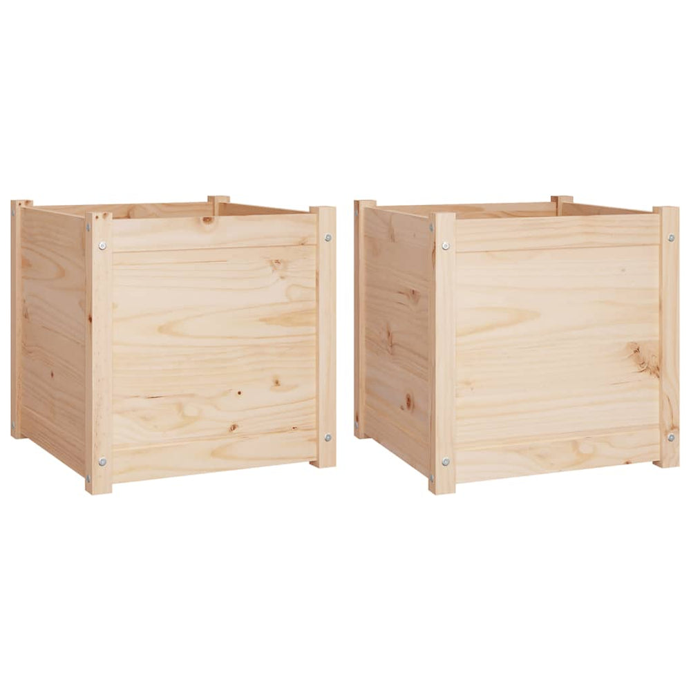 Pflanzkübel 50x50x50 cm, 2er Set, Kiefer Massivholz