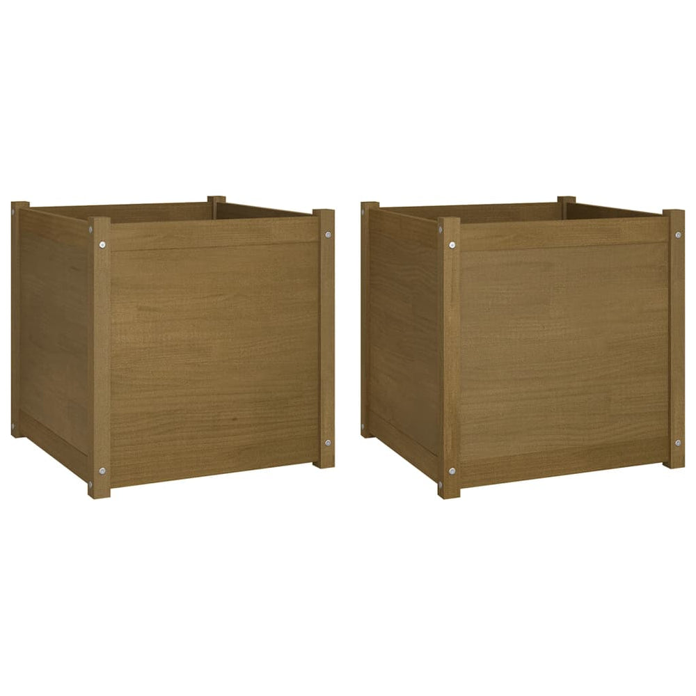 Pflanzkübel 2er Set Honigbraun 60x60x60cm