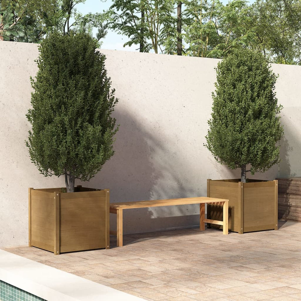 Pflanzkübel 2er Set Honigbraun 60x60x60cm