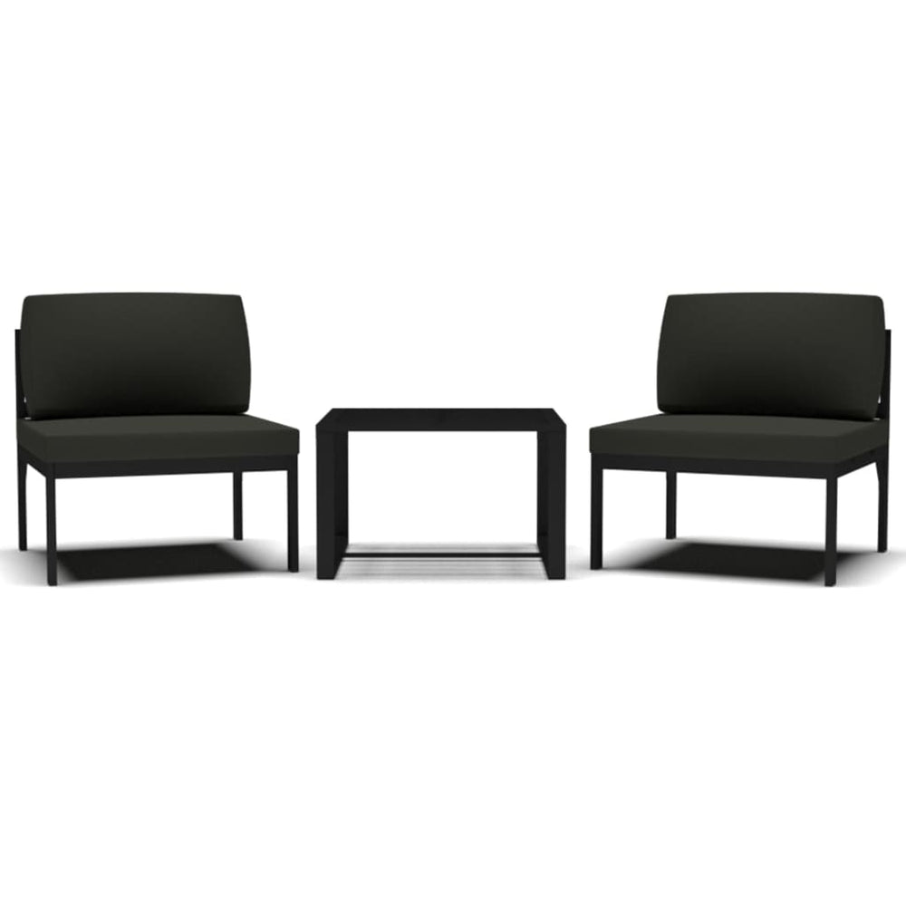 vidaXL 3-Piece Garden Sofa Set with Cushions Aluminum Anthracite