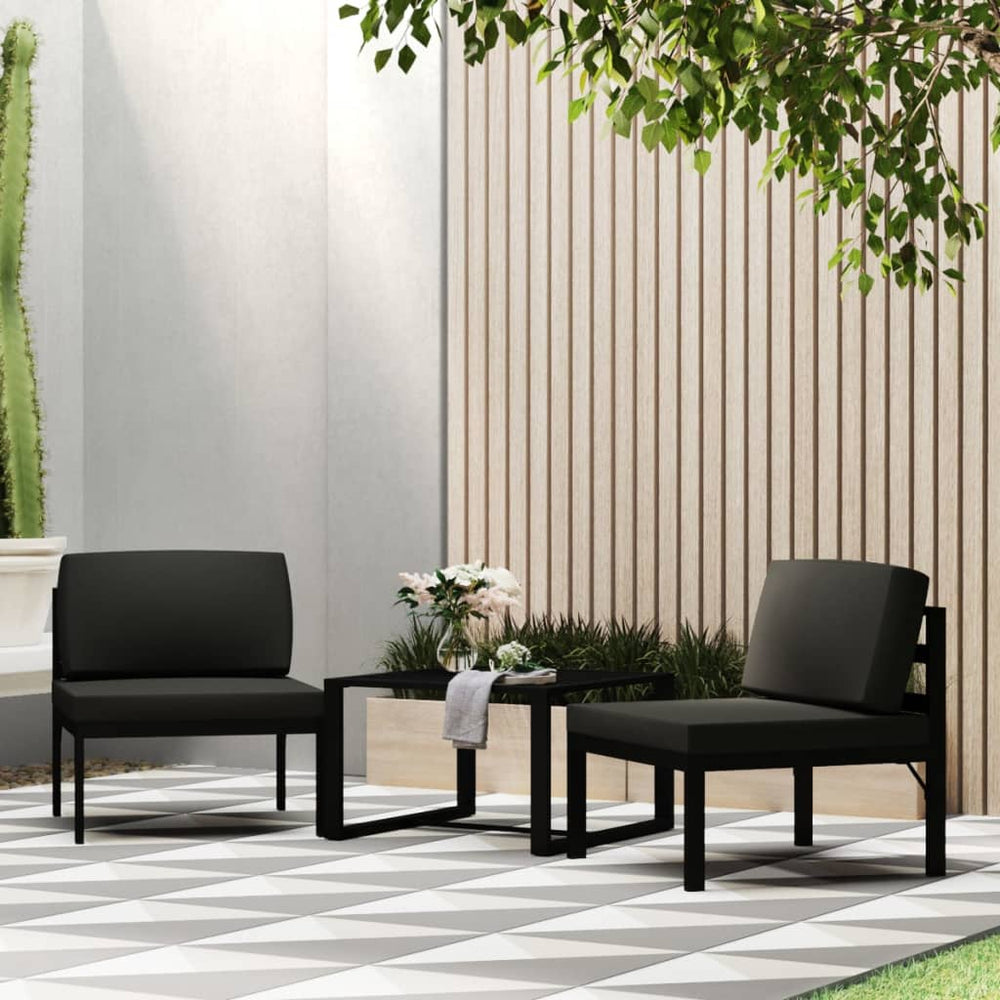vidaXL 3-Piece Garden Sofa Set with Cushions Aluminum Anthracite