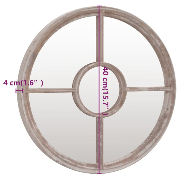 vidaXL Mirror Sand-Colored 40x4 cm Iron Round for Indoor Use