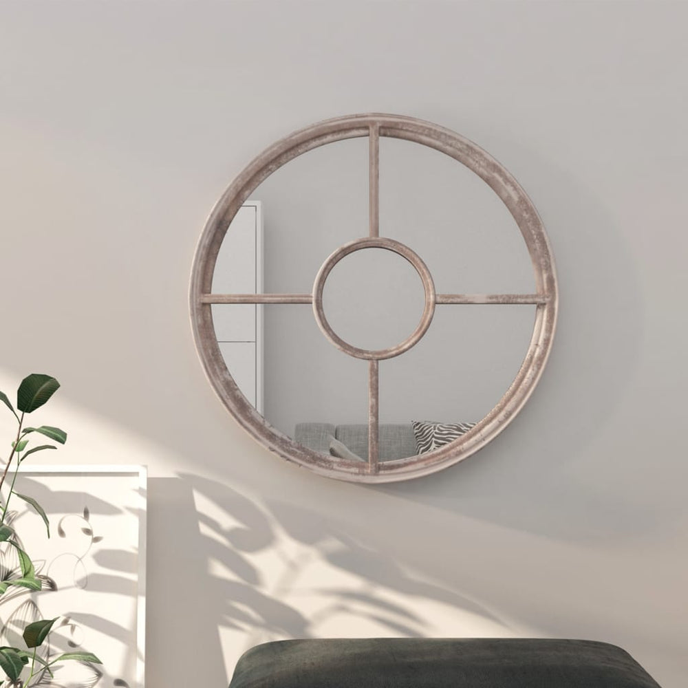 vidaXL Mirror Sand-Colored 40x4 cm Iron Round for Indoor Use