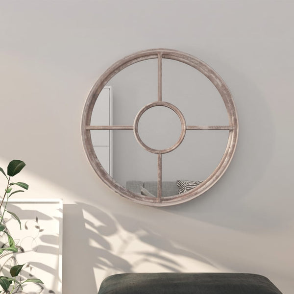 vidaXL Mirror Sand-colored 60x4 cm Iron Round for Indoor Use
