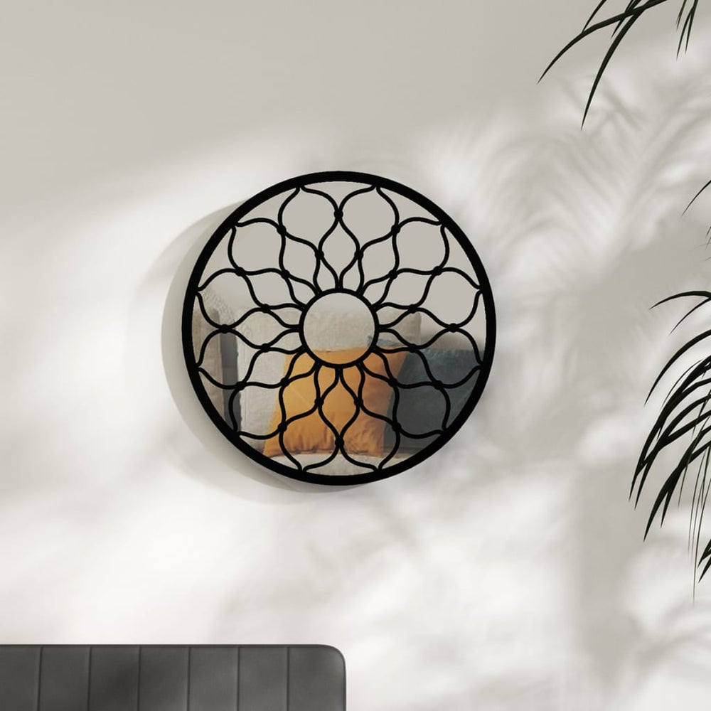 vidaXL Black Mirror 40x3 cm Iron Round for Indoor Use