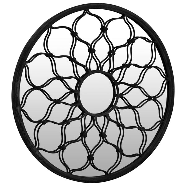 vidaXL Mirror Black 60x3 cm Iron Round for Indoor Use