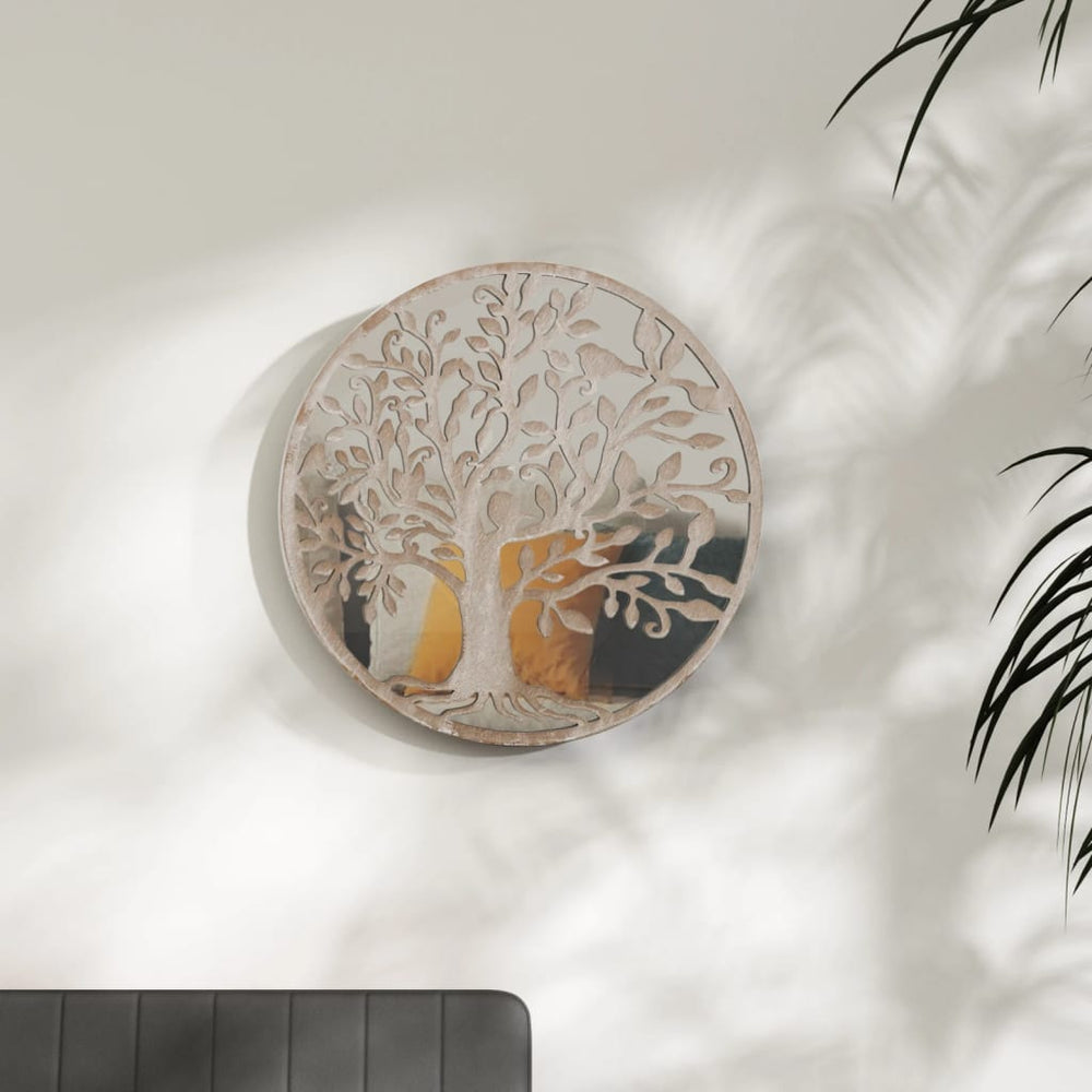 vidaXL Mirror Sand-colored 60x2.5 cm Iron Round for Indoor Use