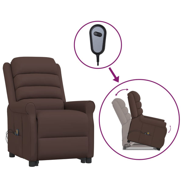 vidaXL Massage Recliner with Lift Function Brown Faux Leather