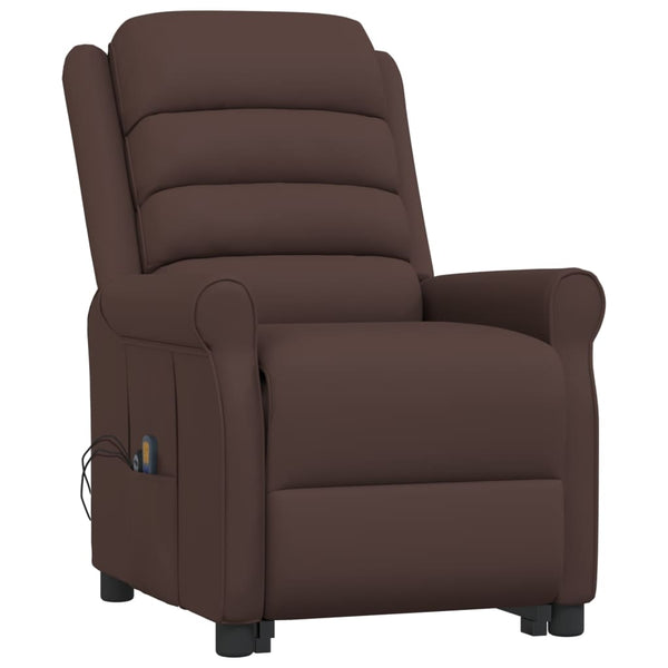 vidaXL Massage Recliner with Lift Function Brown Faux Leather