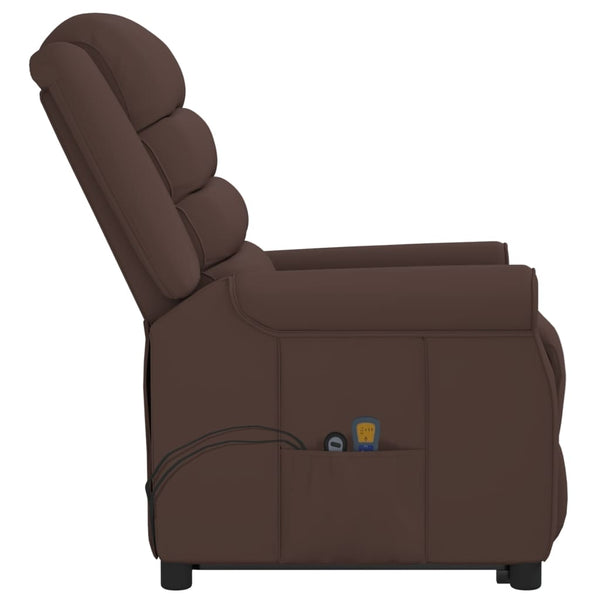 vidaXL Massage Recliner with Lift Function Brown Faux Leather