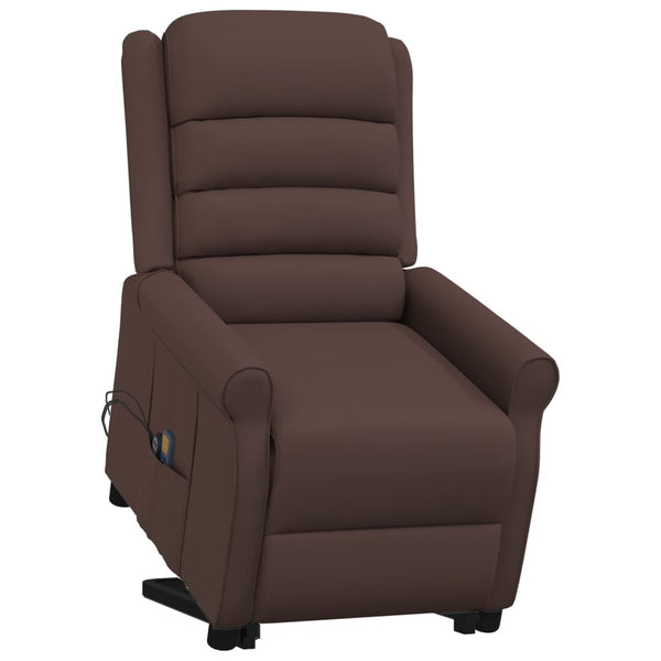 vidaXL Massage Recliner with Lift Function Brown Faux Leather