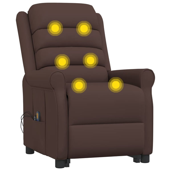 vidaXL Massage Recliner with Lift Function Brown Faux Leather