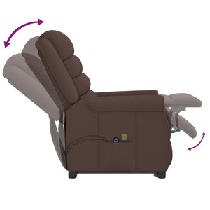 vidaXL Massage Recliner with Lift Function Brown Faux Leather