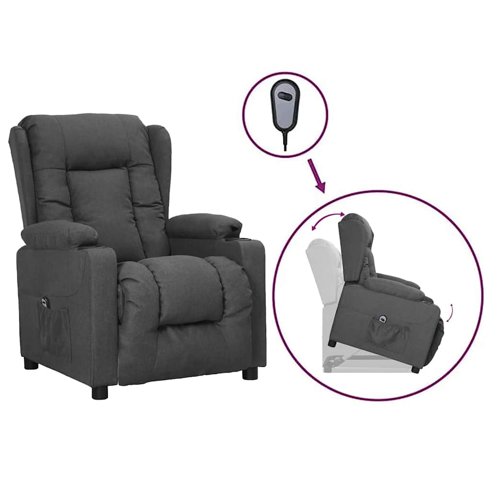 vidaXL Recliner Dark Grey Fabric