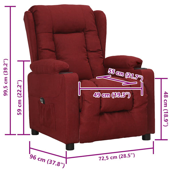 vidaXL Recliner Chair Wine Red Fabric