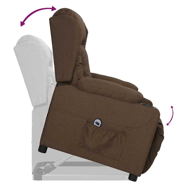 vidaXL Recliner Brown Fabric