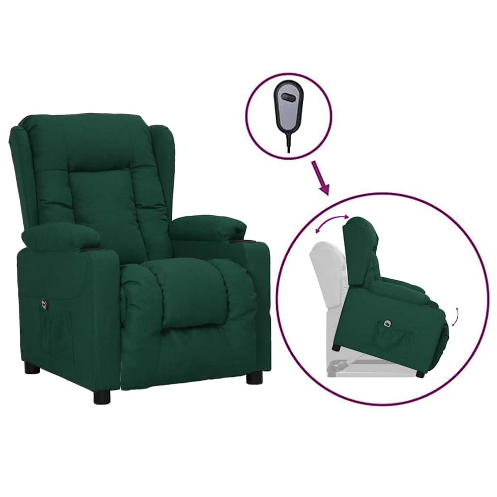 vidaXL Recliner Dark Green Fabric