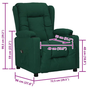 vidaXL Recliner Dark Green Fabric