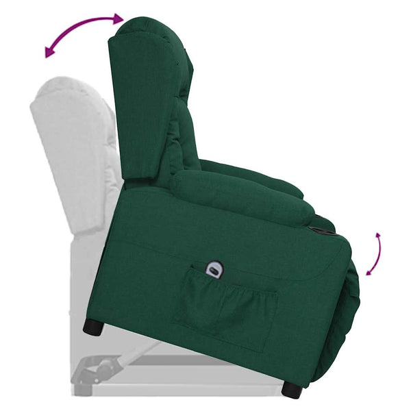 vidaXL Recliner Dark Green Fabric