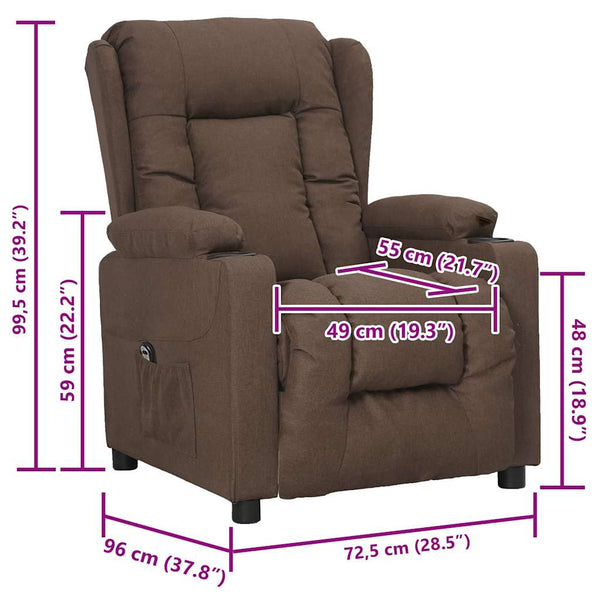 vidaXL Recliner Taupe Fabric