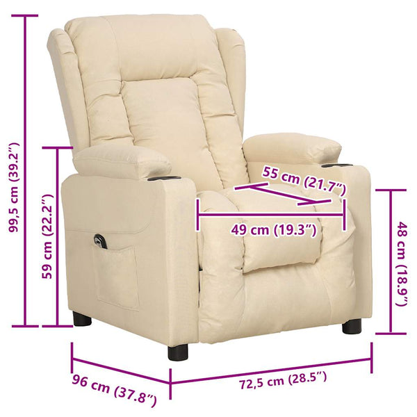 vidaXL Lift Recliner Cream Fabric