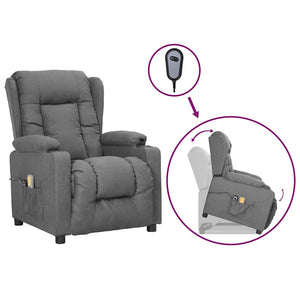 vidaXL Massage Recliner with Lift Function Light Grey Fabric