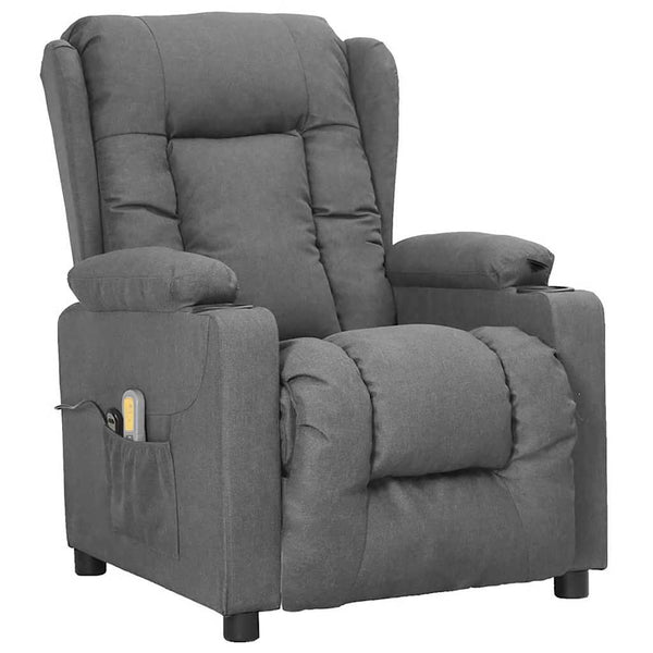 vidaXL Massage Recliner with Lift Function Light Grey Fabric