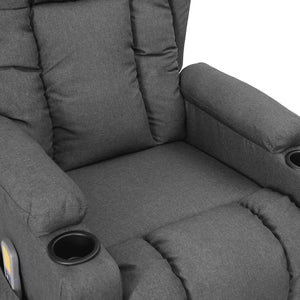 vidaXL Massage Recliner with Lift Function Light Grey Fabric