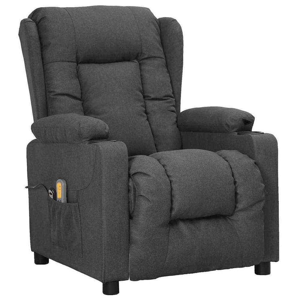 vidaXL Massage Recliner with Lift Function Dark Grey Fabric