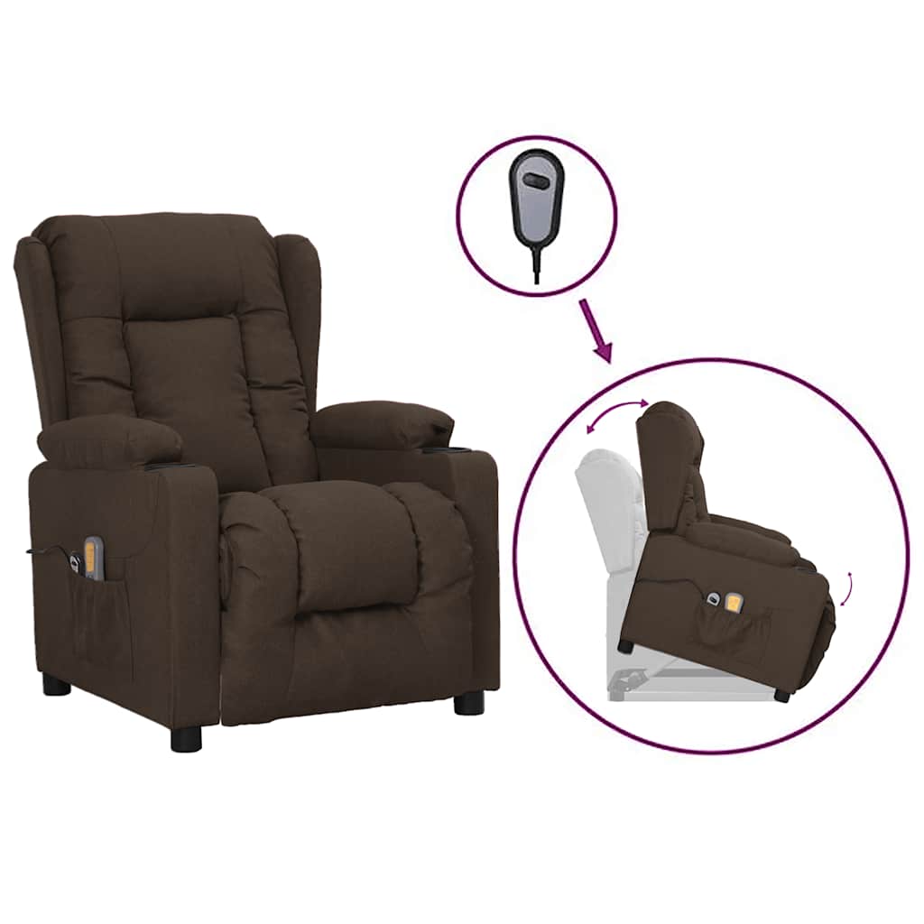 vidaXL Lift Recliner Dark Brown Fabric