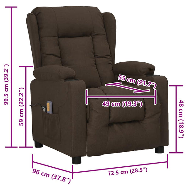 vidaXL Lift Recliner Dark Brown Fabric