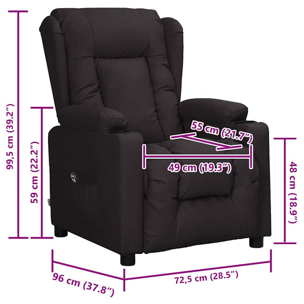 vidaXL Recliner Chair Black Artificial Leather