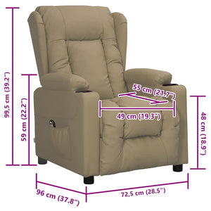 vidaXL Recliner Cappuccino Brown Faux Leather