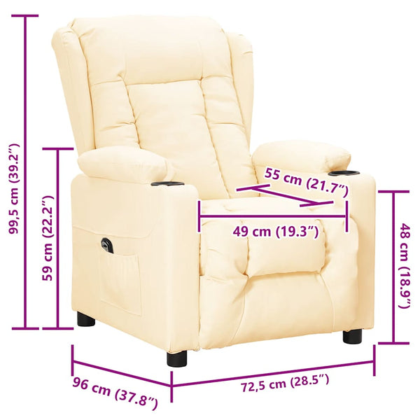 vidaXL Recliner Cream Artificial Leather